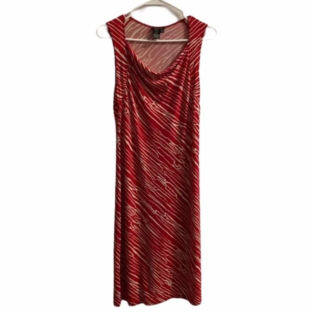 BCBGMAXARIA Red Sleeveless Striped Print Dress